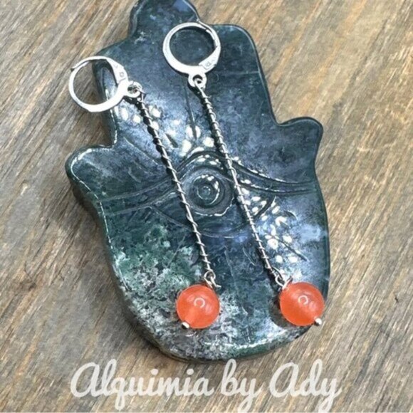 Alquimia Silver and Orange Earrings - Picture 1 of 1